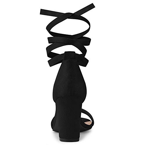 Allegra K Women's Lace Up and Ankle Strap Chunky Heel Sandals4