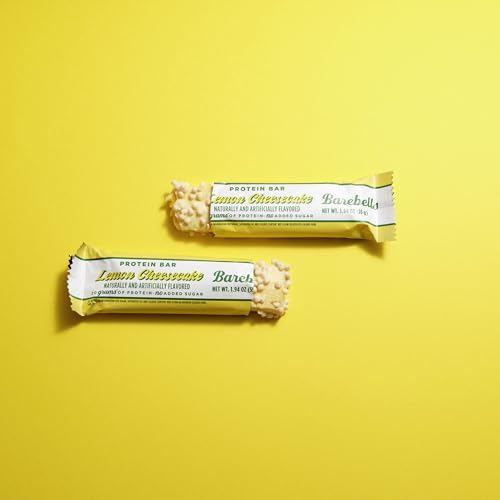 Image of Barebells Protein Bars Lemon Cheesecake - Pack of 12, 20g High Protein Treats - Chocolate Nutrition Bar with 1g Total Sugars - On-The-Go Breakfast or Post-Workout Snack