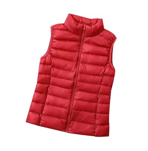 Chaleco Guateado Ultraligero Mujer - Plumas Ligero Acolchado Señora Chaqueta Abrigo Sin Mangas Plumífero Tallas Grandes Rojo S