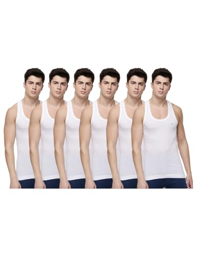 Dollar Lehar Combed Cotton Men's White Vest - Pack of 6