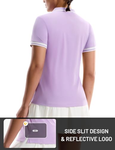 Image of MIER Golf Polo Shirts for Women - 1 /4 Zip Short Sleeve Tennis Tops, Dry Fit