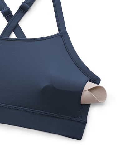 Image of CRZ YOGA Butterlift Cross Back Sports Bras | Medium Support, Removable Pads, Yoga, Buttery Soft, Scoop Neck, Cut-Out, Adjustable Thin Straps, for Women