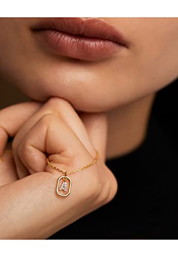 Miniatura 3 de Pdpaola Mini Letter A Necklace Collar Letra Cadena Con Nombre Oro, Onesize, Plata Esterlina, Circonia Cúbica