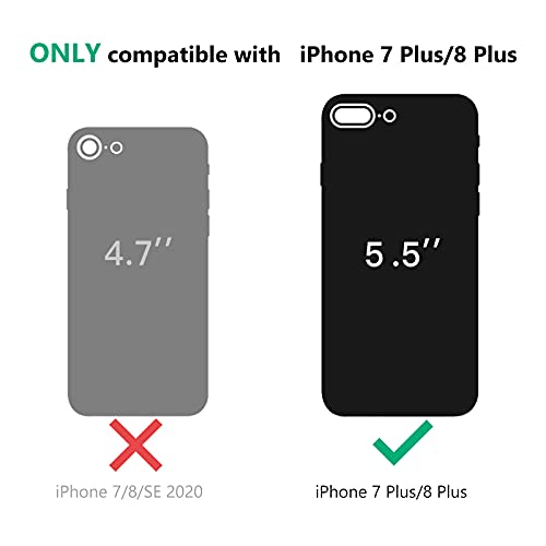 Zvastt Iphone 8 Plus Case, Iphone 7 Plus Case With 360°Ring Holder Kickstand Support Magnetic Car Mount & Lanyard Soft Silicone Gel Rubber Protective Phone Cover For Iphone 7/8 Plus, Midnight Green #TOP7