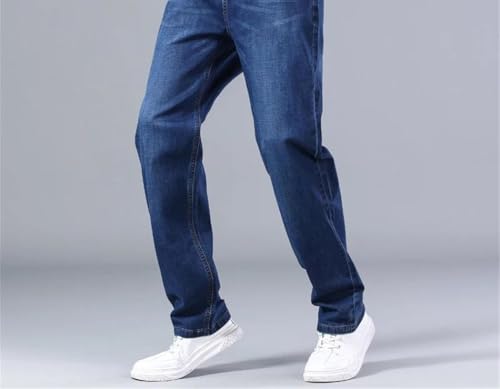 Men's Fashionable Business Jeans, Classic Casual Stretch Slim-fit ice Silk Y2K Pants.2