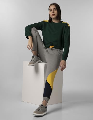 Image of FYLTR Women's Winter Assymetric Colourblock Joggers with Elasticated Waistband & Contrast Drawcord | Trackpants for Women | Winter Joggers for Women