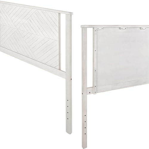 Image of Bme Ethan Diamond Queen Headboard ONLY, Rustic and Scandinavian Style, Solid Acacia Wood, Easy Assembly, Queen Size Headboard Option Available, Classic Design for Bedrooms, Rustic White