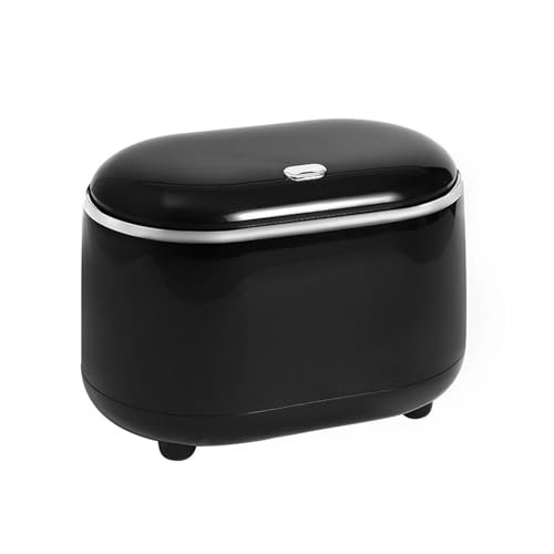 dabinzhijia Mini Papelera Escritorio, Cubo de Basura con Tapa, Mini Bote de Basura de Escritorio, Papelera Pequeña para Cocina, Baño, Oficina, Tocador (Black)