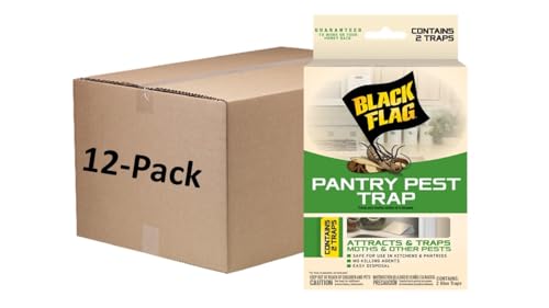 Black Flag Pantry Pest Trap 2 Count, Insect Traps, Safe For Use In Kitchens And Pantries, 12 Pack