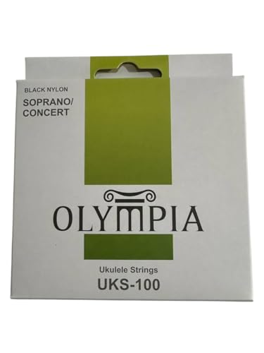 Cuerdas para Ukulele Olympia UKS-100 Soprano y Concierto | Nylon Negro de Alta Calidad | Sonido Claro y...