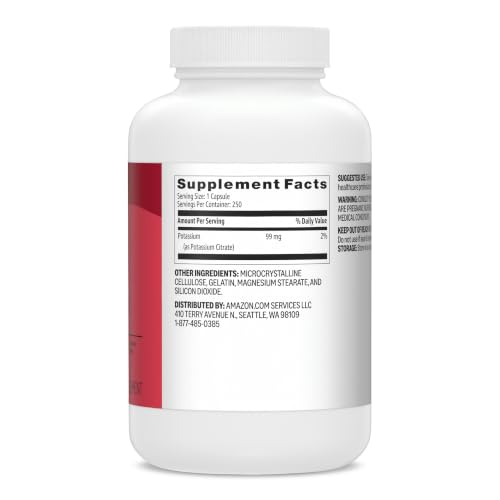 Amazon Basics Potassium Heart Health Capsules, 99 mg, 250 Count - image 5