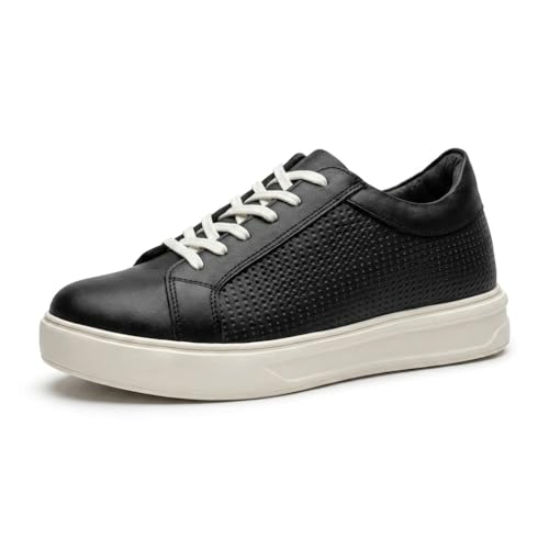 Image of Leatherful Low Top Leather Sneaker for Men, Genuine Leather with Nappa Lining, Textured, Round Toe, Cushioned Insole