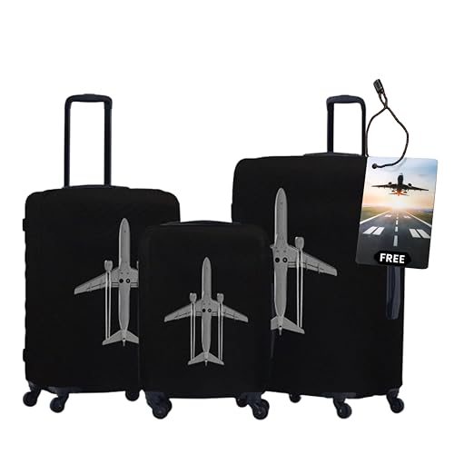 Image of WanderWraps Spendex Polyester Protective Luggage Cover | Hard Luggage Trolley Bag Cover | Washable | Combo | Stretchable | 20-24 - 28 Inches | Pack of 3 | Jetstreamm