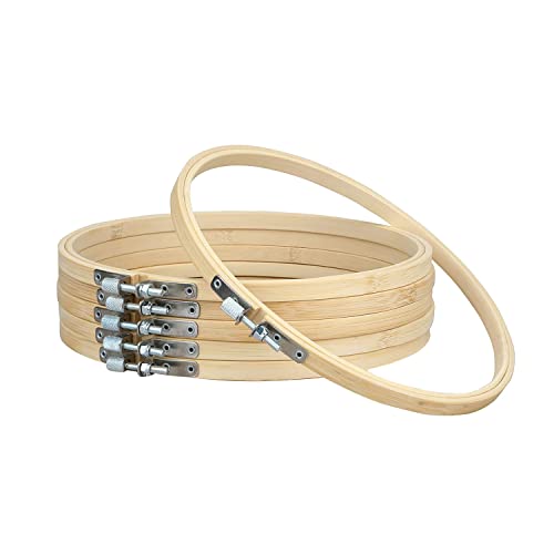 6 Pieces Embroidery Hoops Adjustable Bamboo Circle,Cross Stitch Hoop Ring Bulk Wholesale For Diy Craft Wedding Decoration (8 Inch) #TOP8