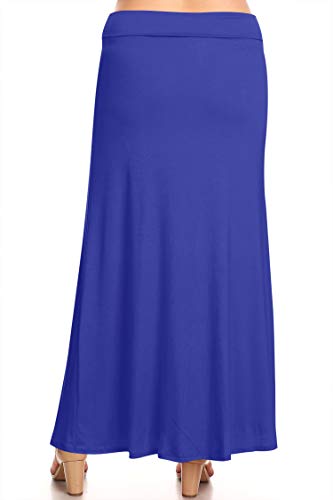 Women's Plus Size Elastic Band Foldable High Waist Relaxed Solid Maxi Skirt Made in USA3