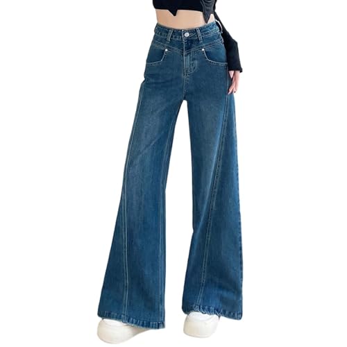 Jean bootcut femme haute extensible coupe évasée ample patchwork décontracté
