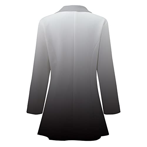 Blazer For Womens Suit Gradient Color Business Work Office Blazers Jackets Long Sleeve Cardigan Coat For Wedding Party Black #TOP4