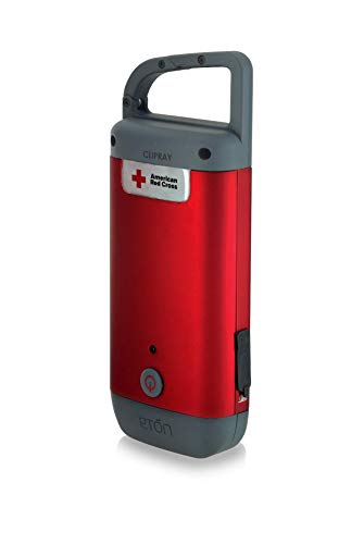 American Red Cross Clipray Crank-Powered, Clip-On Flashlight And Smartphone Charger, Hand Crank, Carabiner Clip, Lightweight, Compact Design, Eton ARCCR100R-SNG, 1-Pack, Red (Renewed)