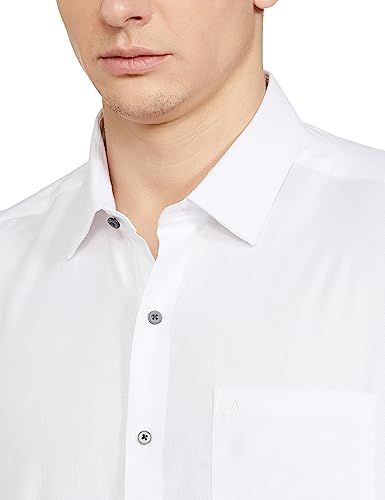 Image of Arrow Men's Solid Full Sleeve Slim Fit Cutaway Collar Cotton Formal Shirt (ARADOSH1381 Contrast White 42)