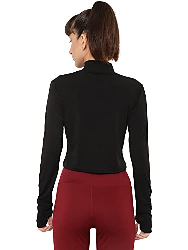 Image of CHKOKKO Women's Polyester Regular Fit Round Neck Full Sleeves Gym Crop Top
