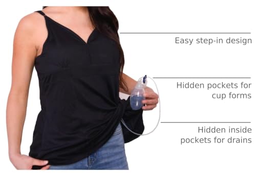 Image of Inspired Comforts Women's Mastectomy Camisole Top with Drain Pockets & Removable Bra Cups
