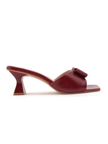 Image of DROP BOLD SQUARE TOE KITTEN HEEL WITH ELEGANT BOW DETAIL FOR WOMEN