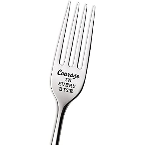 Aakihi Funny Courage in Every Bite Fork Engraved Stainless Steel for Women Men - Get Well Gifts - Recovery Gift - Eating Disorder Mental Illness Encouragement Gifts for Women Men Teenage Cover