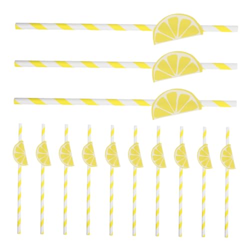 40 pitillos de papel decorativos limón para fiestas miniatura 1