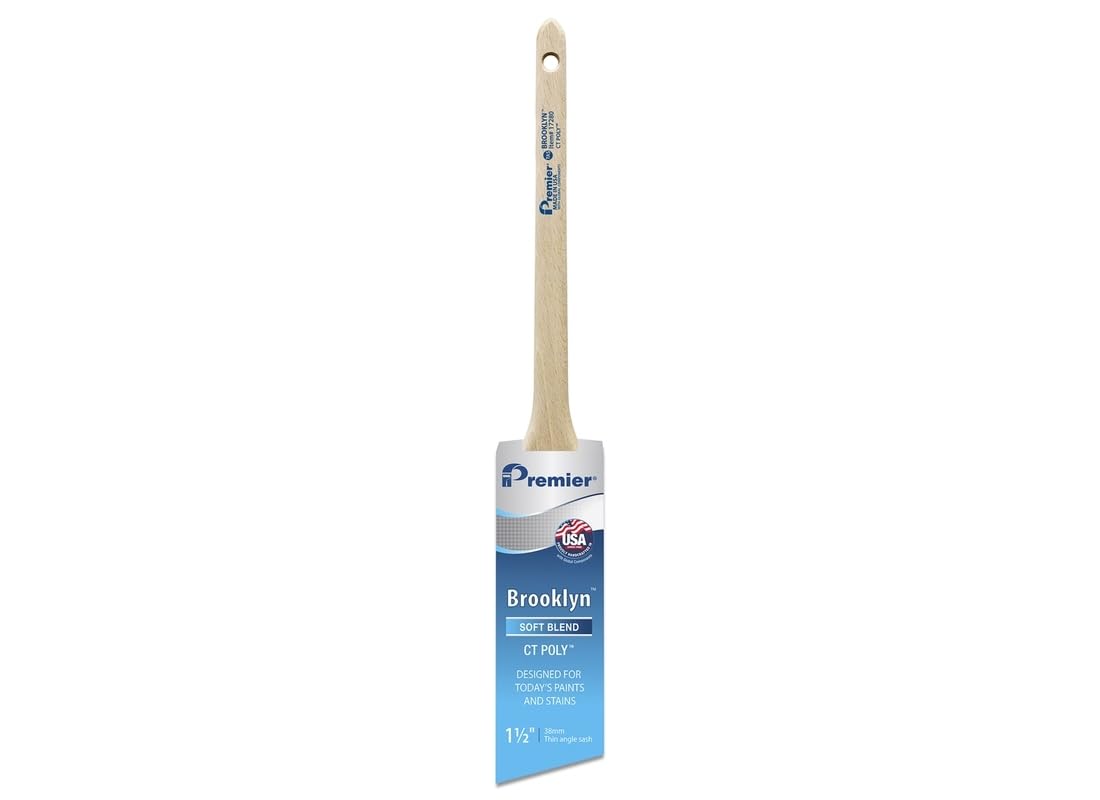 Premier Brooklyn 17280 - Brocha de pintura en ángulo fino y suave, acero inoxidable