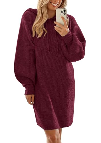 PRETTYGARDEN Womens Fall Sweater Dress Casual Long Sleeve Chunky Knit Pullover Oversized Hoodie Tunic Sweaters Winter Clothes