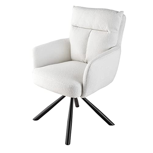 Riess Ambiente Drehbarer Retro Stuhl Big George - weiß - mit Armlehnen und Bonellfederkernpolsterung