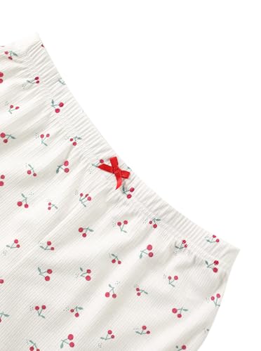 Image of Hilinker Womens Graphic Print Ribbed PJ Set Crop Cami Tops and Shorts Cute Pajamas Set