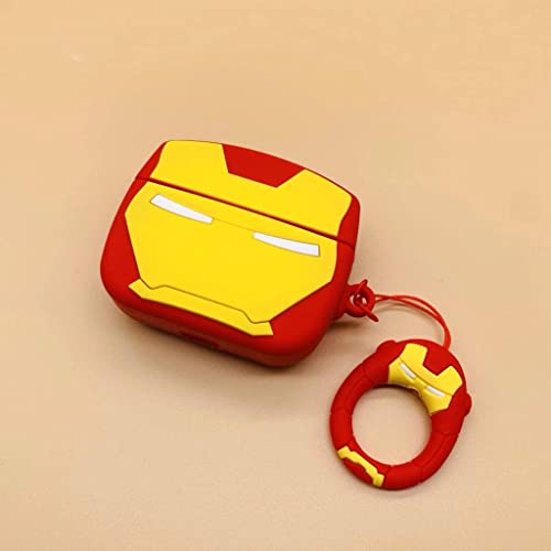 Image of For Airpods Pro 2019 Pouch Case Cover Headphones Soft Silicone Cartoon Character Cover With Keychain,360-Degree Protection (Iron Man)Multi-coloured