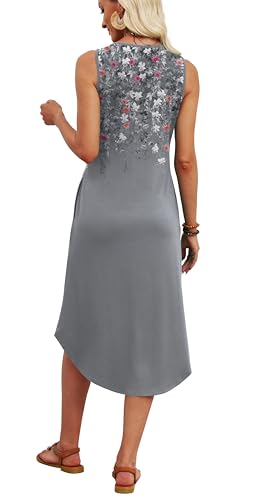 Image of WIHOLL Summer Dresses for Women 2026 Button Front Sleeveless Casual Midi Dress Beach Vacation Sundresses with Pockets