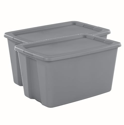 30-Gallon Storage Bins with Lids (2-Pack) – Heavy-Duty, Stackable Plastic Totes for Garage, Basement, Outdoor & Home Organization, Grey Weatherproof Containers