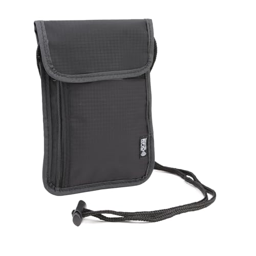 Portadocumentos Viaje de Cuello, Monedero Colgante Impermeable con Bloqueo de RFID Billetera, Cartera para Pasaporte, para Documentos Efectivo Cartera de Viaje para Mujeres, Hombres y Niños(Negro)