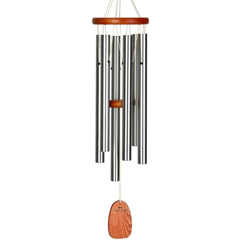 Woodstock Wind Chimes Original Amazing Grace Chime, Memorial Chimes for Outside, Outdoor Decor for Patio, Porch, Garden, Sympathy Chime, Silver, 24"