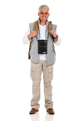 Shacke Hidden Travel 2 in 1 Belt Wallet Black Neck/Belt Hybrid Wallet w/RFID Blocker - Neck Pouch Passport Holder