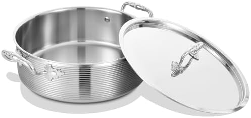 Inqibee 35 cm Tri-Ply roestvrijstalen grote koekenpan