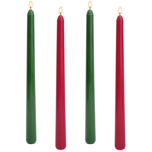 Stabkerzen Grün und Stabkerzen Rot, 4 Stück Weihnachtskerzen Set,...