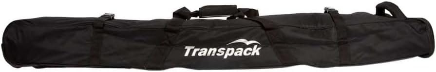 TRANSPACK Lightweight Padded Rolling Convertible Black Double Ski Bag 109 L |Adjustable Length from 165cm to 185cm for Perfect Fit (3378-01)
