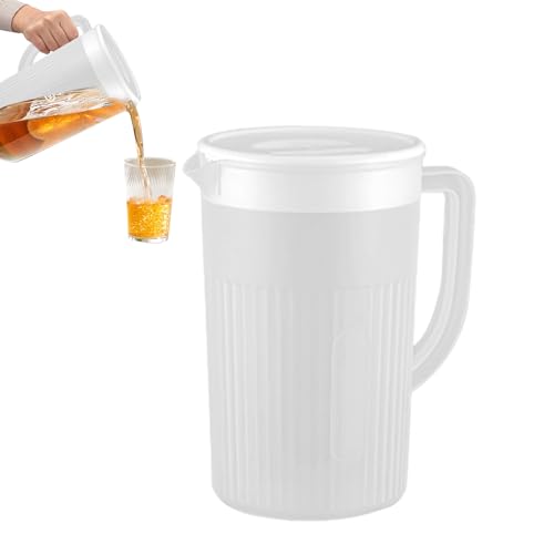 Jarra de agua de vidrio con tapa, elegante jarra de agua, jarra elegante, jarra transparente adecuada para bebidas frías, té, limonada, servir y uso diario en la mesa