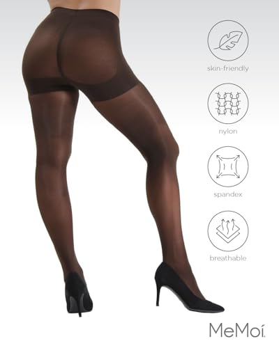 Image of MeMoi Semi-Opaque Tights, Comfortable and Lightweight Control Top Tights, 40 Deneir - Sizes Small to Q2