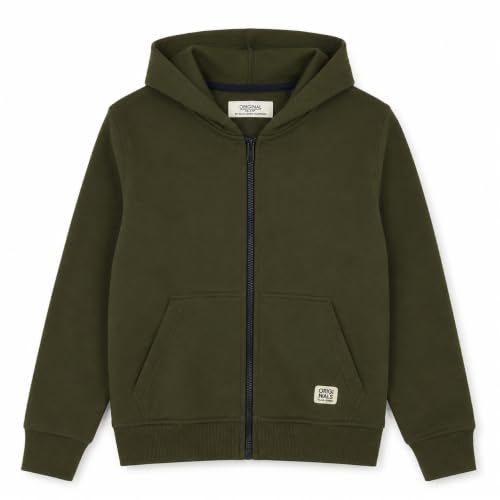 Image of Alan Jones Clothing Boys Hooded Sweatshirt | Full Zip Closure | Full Sleeves | Kangaroo Pocket | Regular Fit | Winter Jacket for Boys | Age 5-16 Years
