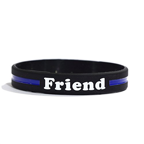 SayitBands Friend Thin Blue Line Silicone Wristband Bracelets Police Officers Patrol Awareness Support