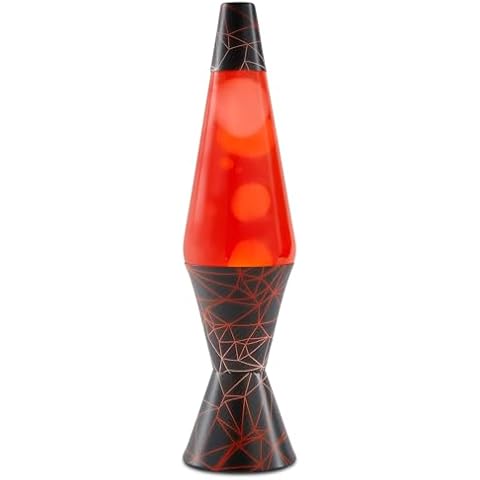 Spencer Gifts Lava® Lamp - 17" Programmable Matter - The Original Motion Lamp - White Wax and Red Liquid with Polygon Pattern Printed Base Exclusive Cover