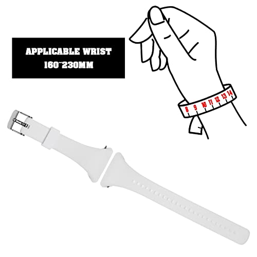 EMSea Silicone Watch Strap Compatible with Polar FT4 FT7 Fitness Tracker Adjustable Watch Band Smartwatch Quick Release Wristband for 160~230mm Wrist Size White - Image 4