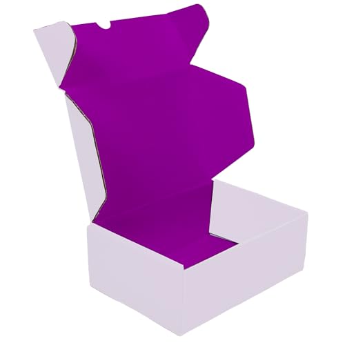 Ucanpack Corrugated Mailing Box 14½"L x7¼"W x5"H, Bulk Mailer Boxes Pack of 25 Pcs, Made In USA - Cardboard Packaging Supply, ECT-32 Heavy Duty Small Business Carton White (Purple Inside)/B Flute)