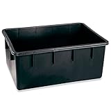  Acan Tradineur - Cubo de plástico Rectangular para mortero, Tina, depósito, Tanque, barreño, contenedor de Agua para riego, construcción (Negro, 220 litros)
