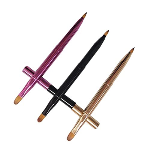 TOVINANNA 3pcs Lip Brush Set Double-ended Makeup Brush Retractable Lipstick Liner Easy Clean